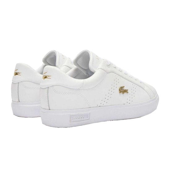 Lacoste - "Powercourt 2.0" Sneaker für Damen, Leder (Weiß/Gold) - Image 2
