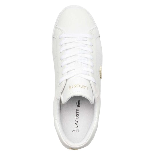 Lacoste - "Powercourt 2.0" Sneaker für Damen, Leder (Weiß/Gold) - Image 3