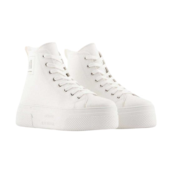 Armani Exchange - High Top Turnschuhe für Damen, Leder (Naturweiß) - Image 3