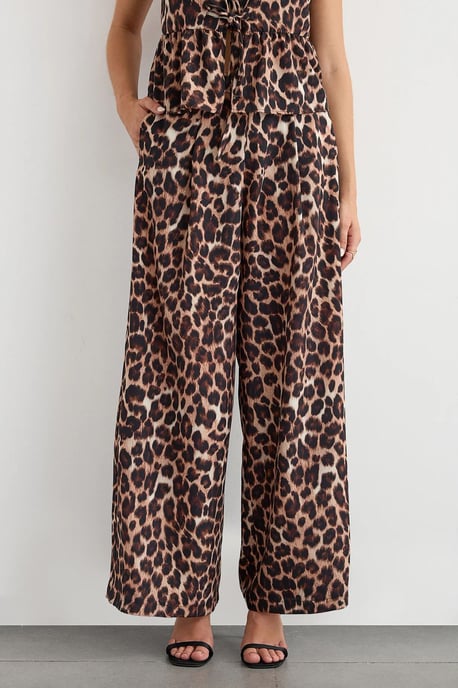 Mid-Rise Weite Tierdruckhose mit Kordelzug - Image 3