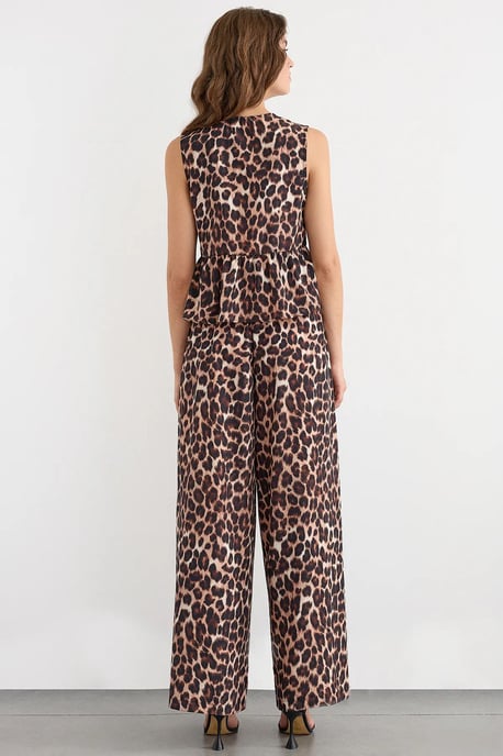 Mid-Rise Weite Tierdruckhose mit Kordelzug - Image 4