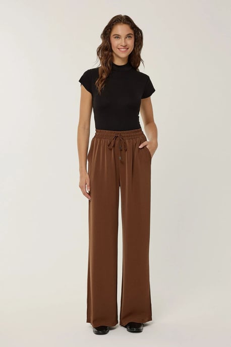 Elastische Taillenhosen mit weitem Bein - Image 1