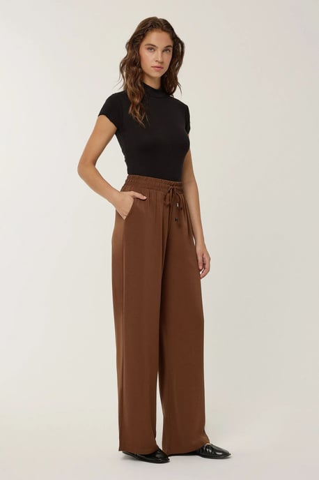Elastische Taillenhosen mit weitem Bein - Image 3