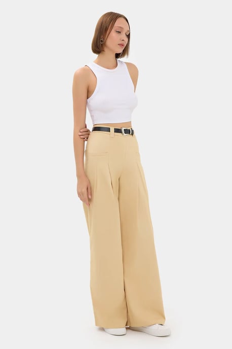 Faltige Weite-Hosen mit Hohem Bund - Image 3