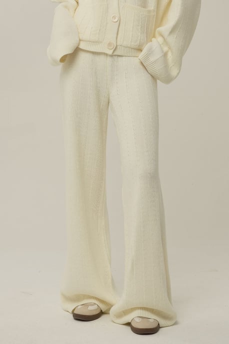 Strickhose mit weitem Bein und Struktur - Image 1