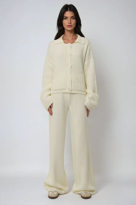 Strickhose mit weitem Bein und Struktur - Image 2