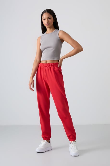 Damen Hochbundige Relaxed Fleece Jogginghosen - Image 2