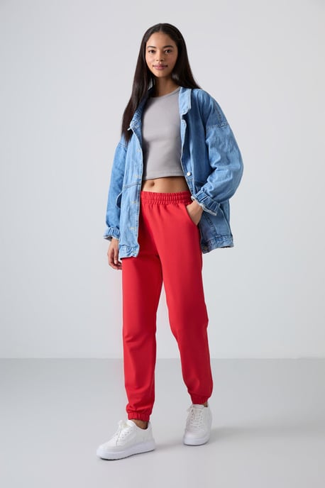 Damen Hochbundige Relaxed Fleece Jogginghosen - Image 5