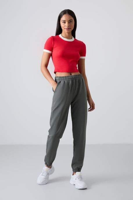 Damen Hochbundige Relaxed Fleece Jogginghosen - Image 1