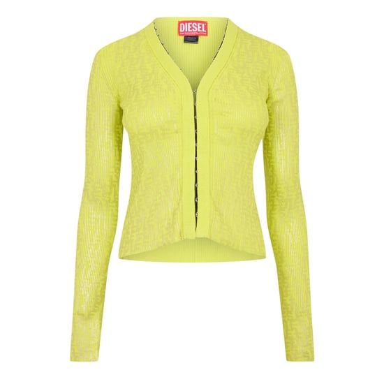 Diesel - Strickjacke für Damen, Metallhaken, Schmal (Gelb) - Image 2