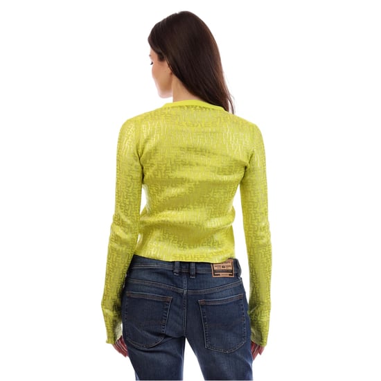 Diesel - Strickjacke für Damen, Metallhaken, Schmal (Gelb) - Image 4