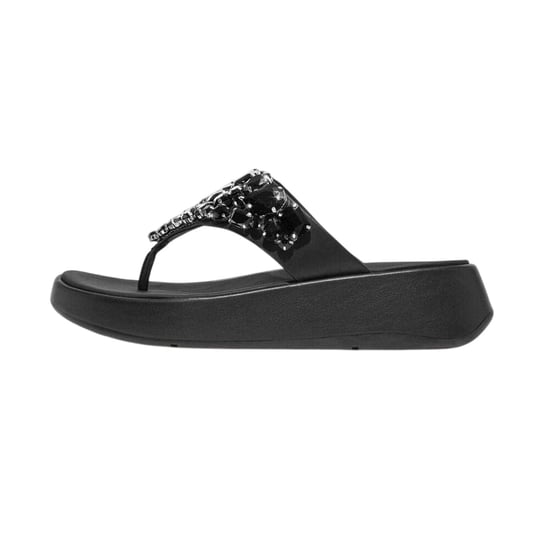 FitFlop - Mit Juwelen besetzt Sandalen für Damen, Leder, flach geformter Absatz (Schwarz) - Image 2