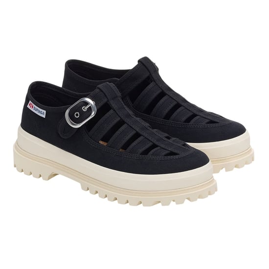Superga - "3541 Alpina Gurkha" Fischer Sandalen für Damen (Schwarz/Naturweiß) - Image 3