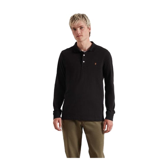 Farah - Poloshirt für Herren, Baumwollmischung, Langärmlig (Schwarz) - Image 2