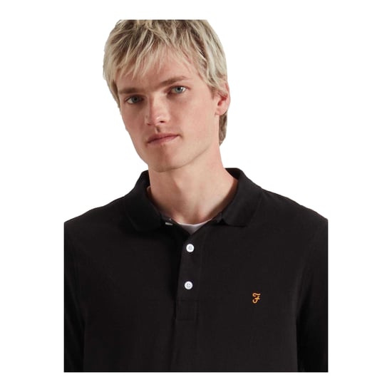 Farah - Poloshirt für Herren, Baumwollmischung, Langärmlig (Schwarz) - Image 4