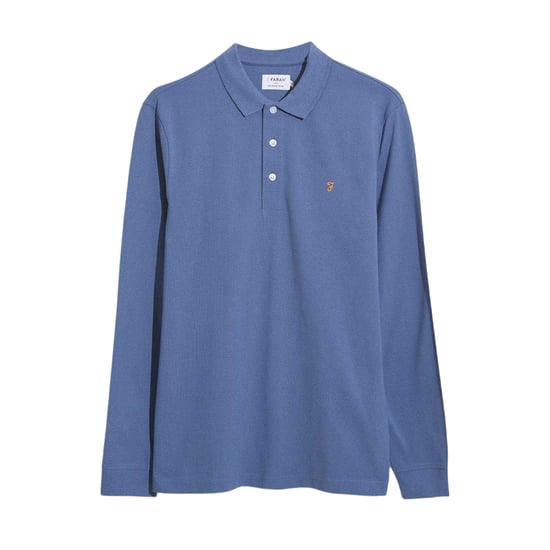 Farah - Poloshirt für Herren, Baumwollmischung, Langärmlig (Pfauenblau) - Image 2