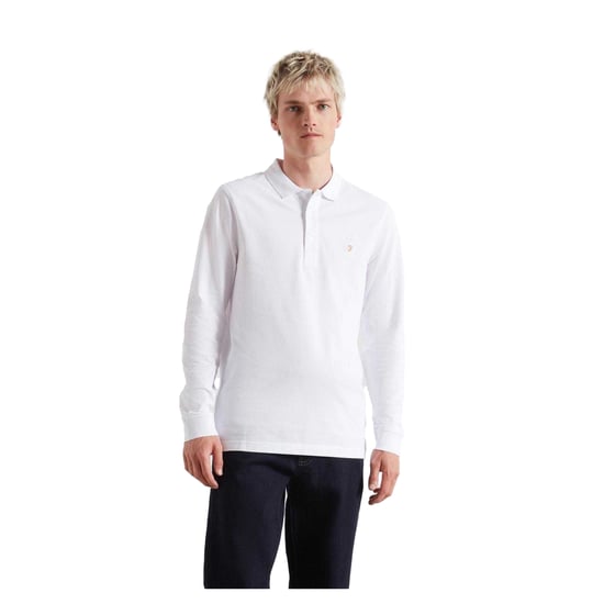 Farah - Poloshirt für Herren, Baumwollmischung, Langärmlig (Weiß) - Image 2