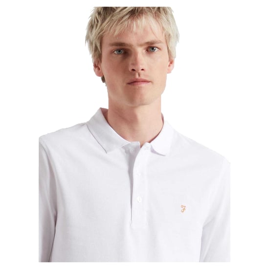 Farah - Poloshirt für Herren, Baumwollmischung, Langärmlig (Weiß) - Image 4