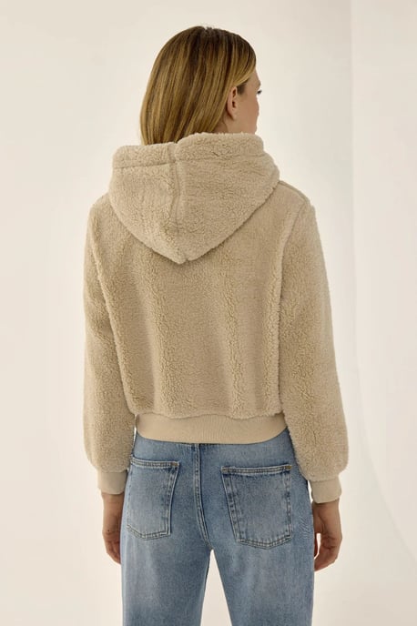 Plüsch-Crop-Jacke mit Reißverschlusskragen - Image 4