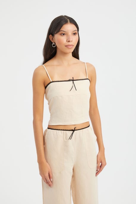 Gestreifter Quadrat-Ausschnitt Träger Crop-Top - Image 4