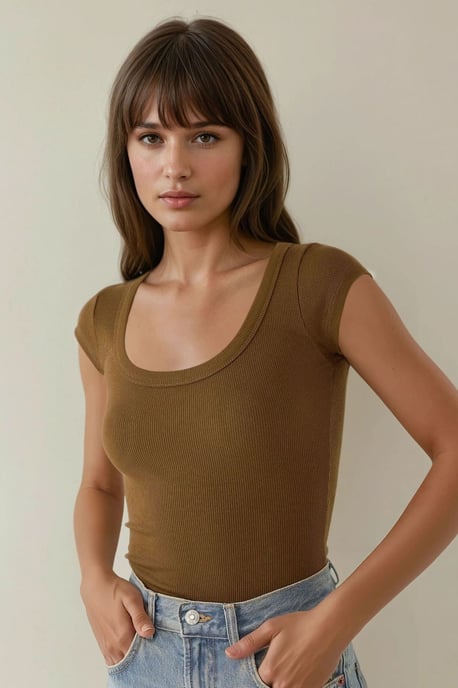 Schlankes Passform Scoop-Neck Ripp-Crop-Top - Image 2