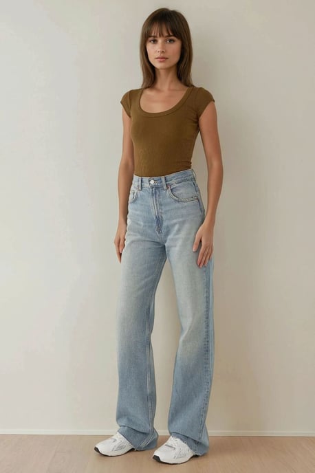 Schlankes Passform Scoop-Neck Ripp-Crop-Top - Image 3