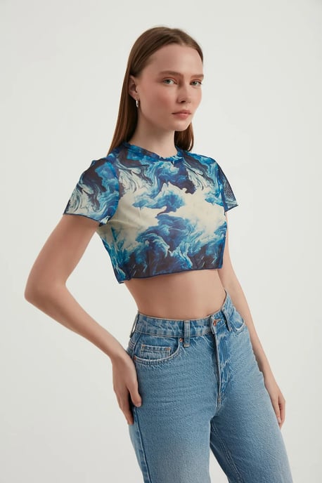 Abstract Tüll-Crop-Top - Image 3