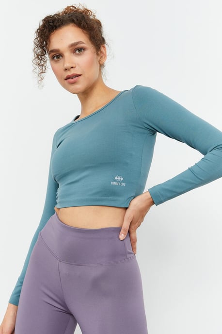 Slim-Fit Langarm-Crop-Top - Image 2