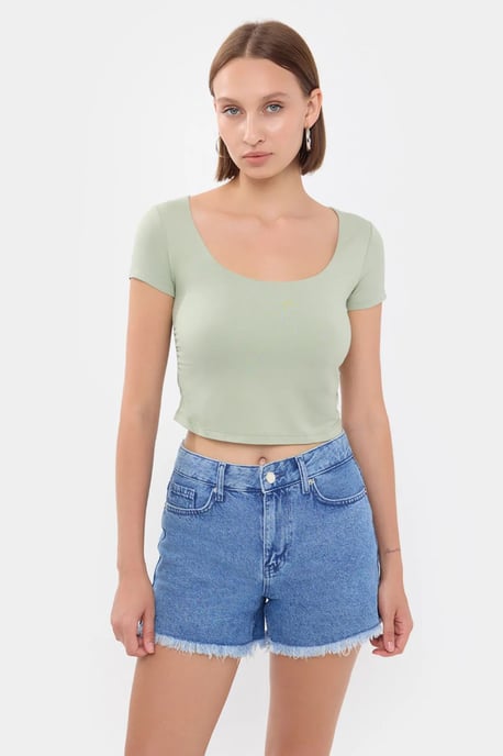 Scoop Neck Cropped Top - Image 1