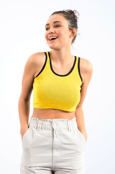 Rippstrick Baumwollmischung Ärmelloses Cropped Top - Image 5