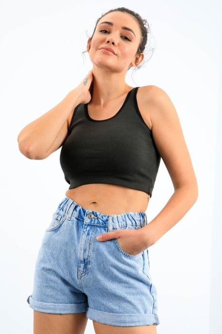 Rippstrick Baumwollmischung Ärmelloses Cropped Top - Image 6