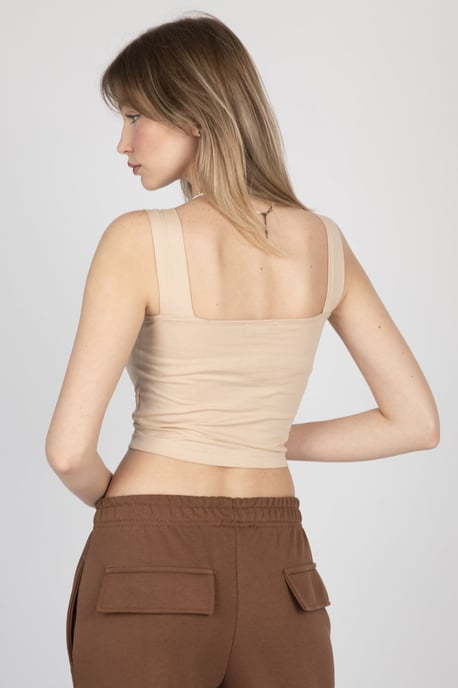 Quadratisches Hals Basic Cropped Top - Image 2