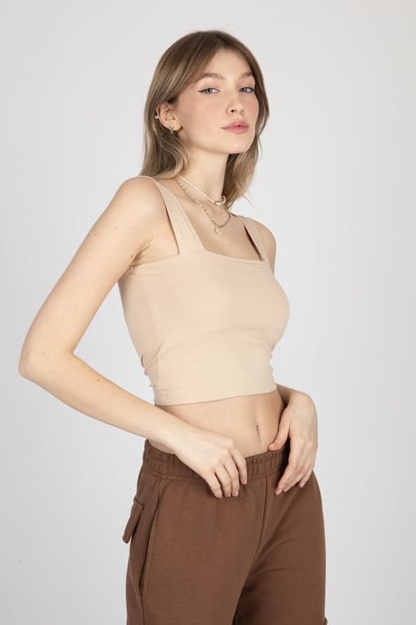 Quadratisches Hals Basic Cropped Top - Image 3