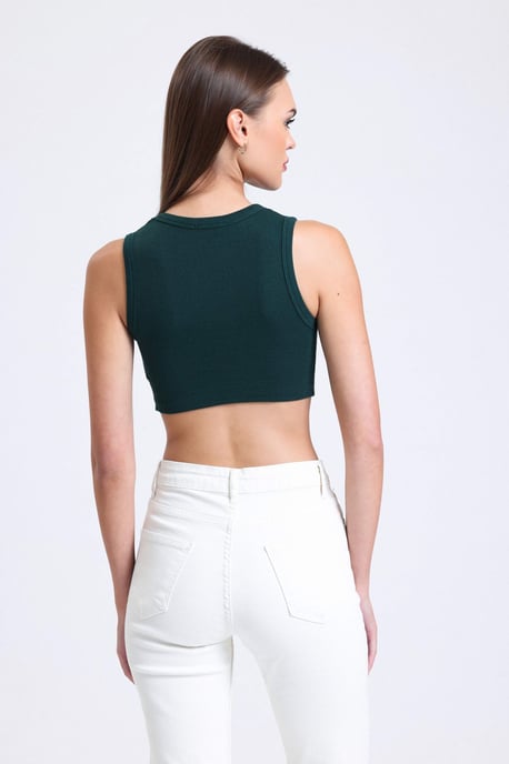 Crew-Neck-Crop-Top mit V-förmigem Ausschnitt - Image 3