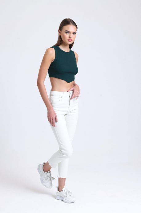 Crew-Neck-Crop-Top mit V-förmigem Ausschnitt - Image 4