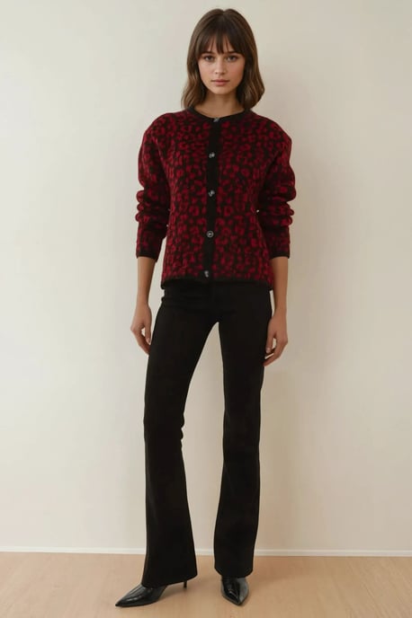 Lässiger Fit Leopardenmuster Strickcardigan - Image 2