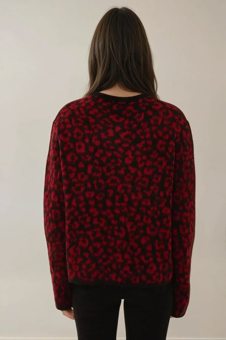 Lässiger Fit Leopardenmuster Strickcardigan - Image 5