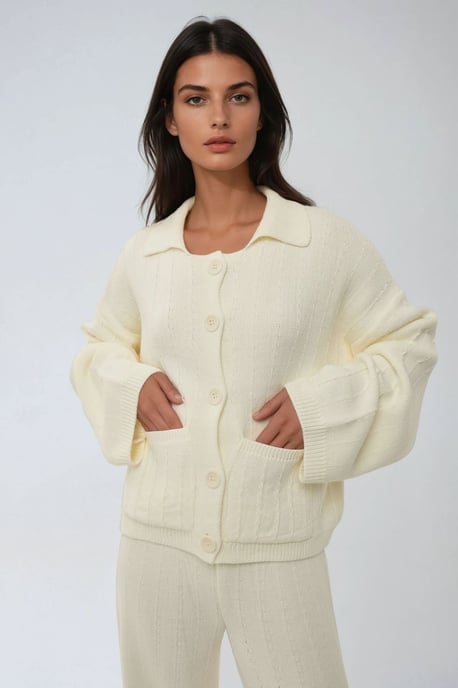 Strickjacke mit Knöpfen und Strukturmuster - Image 2