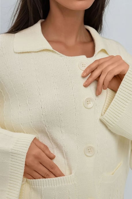 Strickjacke mit Knöpfen und Strukturmuster - Image 3