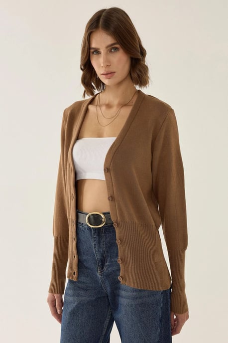 Semi Fit V-Ausschnitt Strickcardigan - Image 4