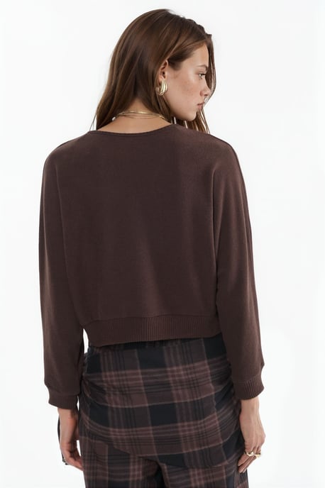 V-Ausschnitt Rippenstrick Cropped Cardigan - Image 5