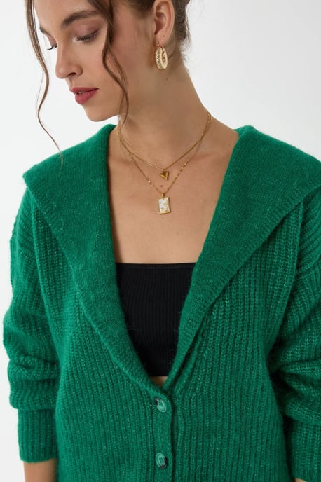 Hiccup Lässiger gestrickter Cardigan mit Knöpfen - Grün - Image 5