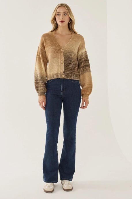 Gradient V-Ausschnitt Entspannte Passform Cardigan - Image 2