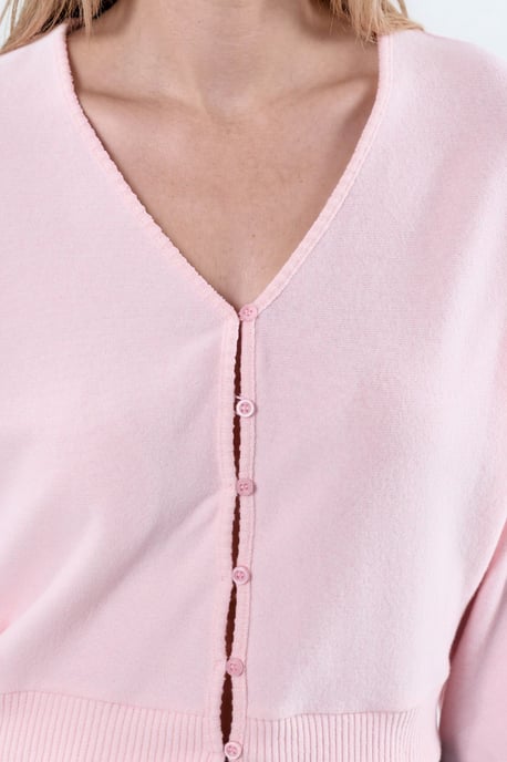 V-Ausschnitt Rippenstrick Cropped Cardigan - Image 2