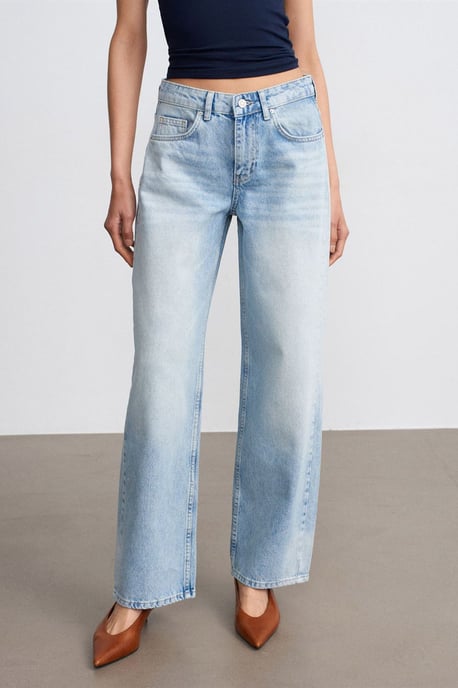 Tief sitzende gerade geschnittene Baumwoll-Denim-Jeans - Image 3