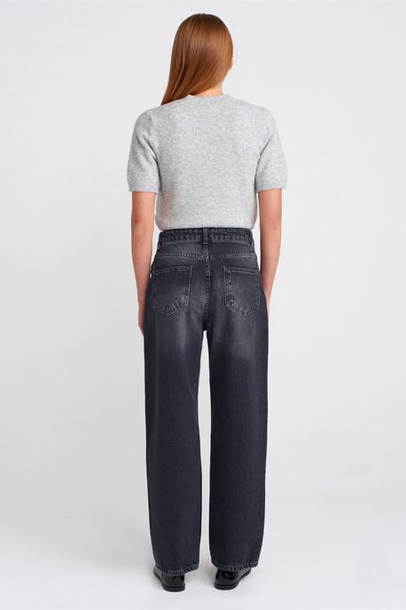 High-Waist Gerades Bein Baumwolljeans - Image 2