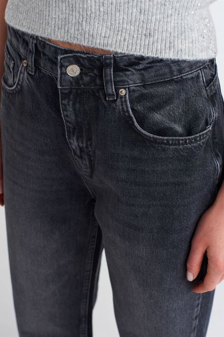 High-Waist Gerades Bein Baumwolljeans - Image 4