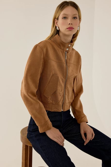 Wildleder Cropped Jacke - Image 2