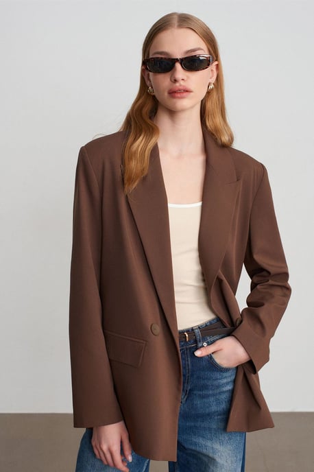 Übergroßer langer Crepe-Blazer-Jacke - Image 3