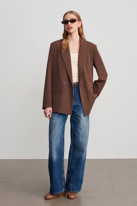 Übergroßer langer Crepe-Blazer-Jacke - Image 4